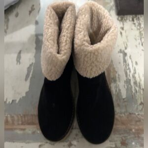 Cozy Black and Cream Ankle Boots